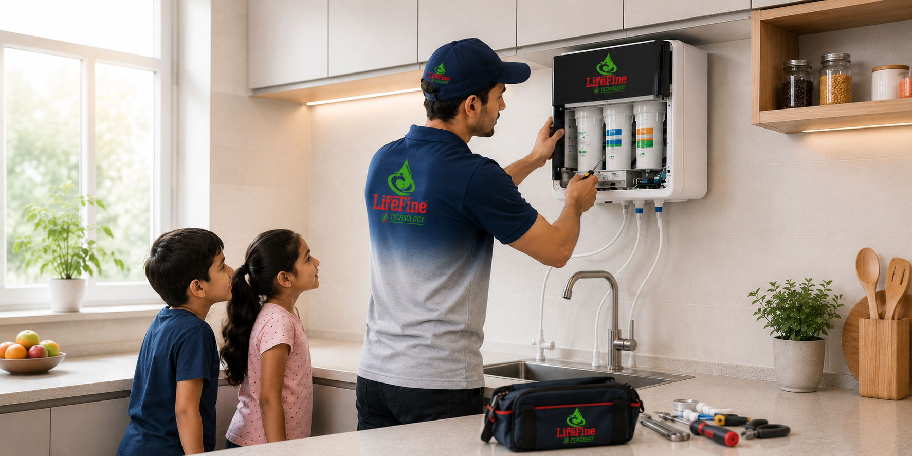 Professional water purifier installation by LifeFine Technology